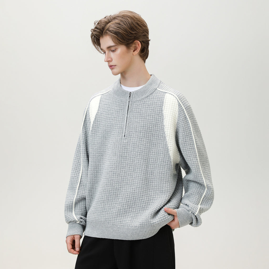 Half zip warm sweater for men